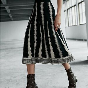 Elegant Black and White Patterned Skirt